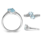 2/5 Carat (ctw) Aquamarine Double Heart Ring in Sterling Silver product image