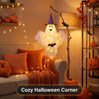 Hanging Lighted Ghost with Wizard Hat product image