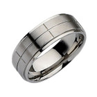 8mm Men's Chisel Satin Stainless Steel Comfort-Fit Grooved Wedding Band product image