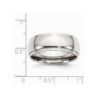 8mm Men's Chisel Stainless Steel Ridged Edge Polished Wedding Band Ring product image