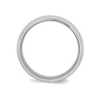8mm Men's Chisel Stainless Steel Ridged Edge Polished Wedding Band Ring product image