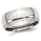 8mm Men's Chisel Stainless Steel Ridged Edge Polished Wedding Band Ring product image