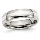 6mm Men's Chisel Comfort Fit Wedding Band Ring with Silver Inlay product image