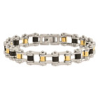 8.75"  Stainless Steel Men's Gold-Plated and Black Rubber Bracelet product image