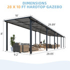 28' x 10'  Large Wall-Mounted Hard Top Lean-to Gazebo Pergola product image
