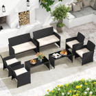 8-Piece Patio Conversation Set with Seat Cushions and Tempered Glass product image