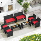 8-Piece Patio Conversation Set with Seat Cushions and Tempered Glass product image