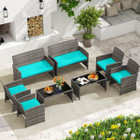 8-Piece Patio Conversation Set with Seat Cushions and Tempered Glass product image