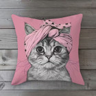 Double-Sided Printed Pink Turban Cat Decorative Pillowcase product image