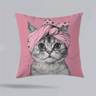 Double-Sided Printed Pink Turban Cat Decorative Pillowcase product image