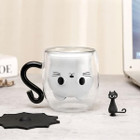 Cute Cat Double Wall Glass Mug product image