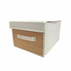 Foldable Fabric Storage Bin with Lid and Bamboo Front Panel product image