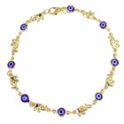 18K-Gold-Plated Elephant Blue Evil Eye Crystal Anklet product image