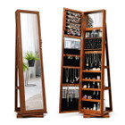2-in-1 Lockable Mirrored 360° Rotating Jewelry Armoire product image