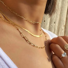 14K-Gold-Plated Solid 925 Sterling Silver Herringbone Chain Necklace product image