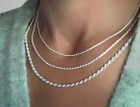 Italian 2mm Solid 925 Sterling Silver Diamond-Cut Rope Chain Necklace product image