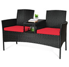 Rattan Conversation Loveseat with Glass Top Table product image