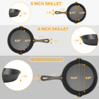 3-Piece Pre-Seasoned Nonstick Cast Iron Skillet Set product image