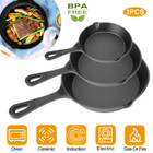 3-Piece Pre-Seasoned Nonstick Cast Iron Skillet Set product image