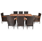 Rattan and Acacia Wood 9-Piece Patio Dining Set product image