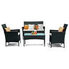 Black Rattan 4-Piece Outdoor Patio Wicker Sofa Set product image