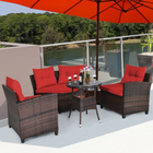 Rattan 4-Piece Patio Furniture Set with Round Sofa Table product image