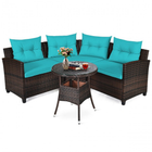 Rattan 4-Piece Patio Furniture Set with Round Sofa Table product image