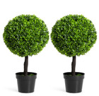 Large 24-Inch Artificial Boxwood Topiary Ball Trees (Set of 2) product image