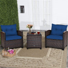 3-Piece Rattan Patio Furniture Set with Large Cushions product image