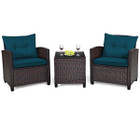 3-Piece Rattan Patio Furniture Set with Large Cushions product image