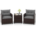 3-Piece Rattan Patio Furniture Set with Large Cushions product image
