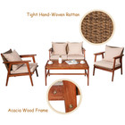 Acacia Wood and Rattan 4-Piece Patio Furniture Set product image