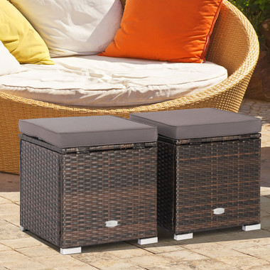 Patio Rattan Ottomans with Hidden Storage Space (Set of 2) product image