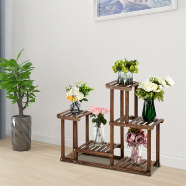 6-Tier Multi-function Carbonized Wood Plant Stand product image