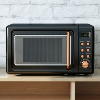 Black & Rose Gold Retro Countertop Microwave Oven product image