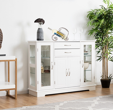 Buffet Storage Cabinet Console Cupboard with Glass Door Drawers product image