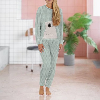 Plus-Size Popcorn Knit Top and Jogger Bottoms Pajama Set (2-Pack) product image