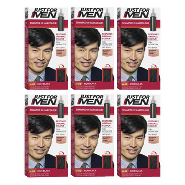 Just for Men® Shampoo-in Hair Color, H-60 Rich Black, 0.9 fl. oz. (6-Pack) product image