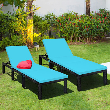 Outdoor Height-Adjustable Patio PE Rattan Chaise Lounges (Set of 2) product image