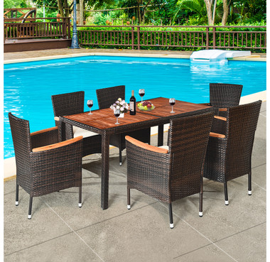 Rattan 7-Piece Patio Dining Set with Cushions product image