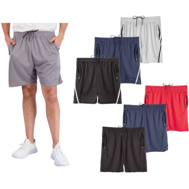 Men's Active Athletic Mesh Shorts with Zipper Pockets (3-Pack) product image