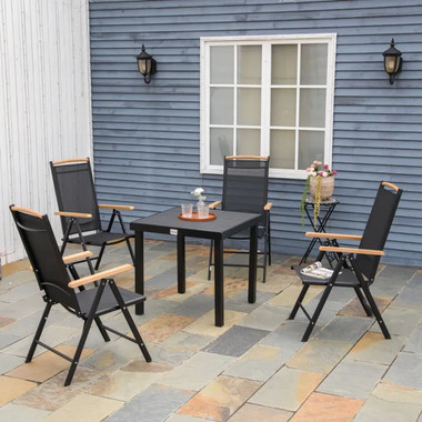 Outsunny® 5-Piece Outdoor Patio Dining Set with Reclining Folding Chairs product image