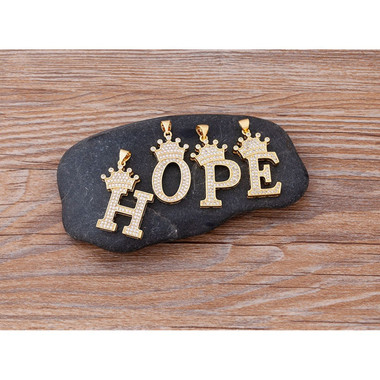 A-Z Alphabet Initial Crown Pendant Necklace product image