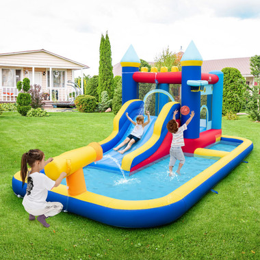6-in-1 Inflatable Bounce House Castle Splash Pool with Blower product image