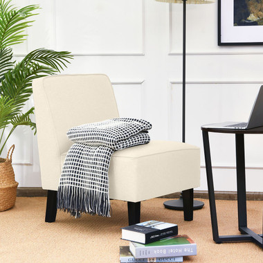 Modern Armless Accent Chair with Rubberwood Legs product image