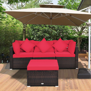 4-Piece Patio Rattan Furniture Set with Removable Cushions and Pillows product image