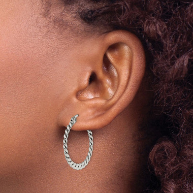 Stainless Steel Textured Hoop Earrings product image