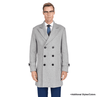 Men's Double- or Single-Breasted Peacoat Wool Blend Dress Jacket product image