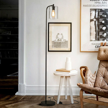Industrial Floor Lamp with Glass Shade product image