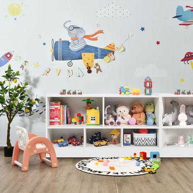 Kids' 2-Shelf Bookcase 5-Cube Wood Toy Storage Cabinet Organizer product image